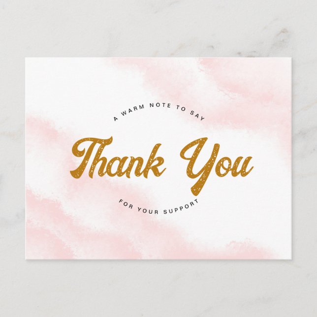 Thank You Postcard Gold Text Watercolor Style (Front)
