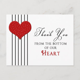 THANK YOU POSTCARD - RED HEART -