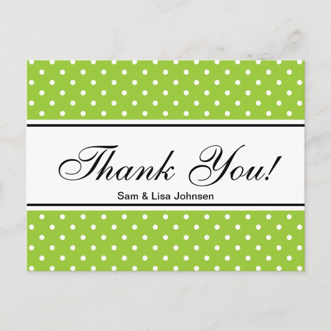 Thank you postcards  | apple green polkadots (Front)
