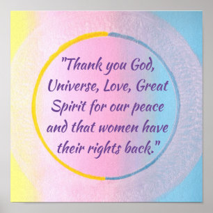 Thank you prayer for peace and women's rights poster