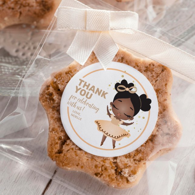 Thank You! Princess Ballerina w/Bow Birthday Classic Round Sticker (Creator Uploaded)