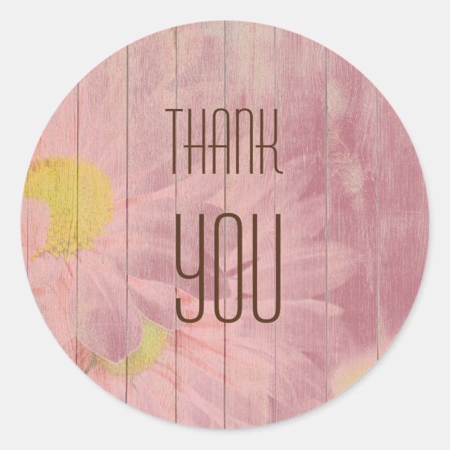 Thank You Professional Rose Gold Floral Minimalist Classic Round Sticker (Front)