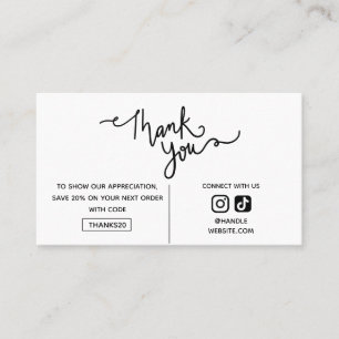 Thank You Promo Code 2025 Social Media Your Logo Business Card