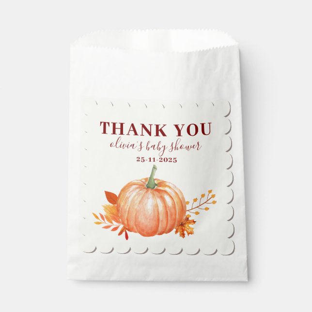 Thank You Pumpkin Fall Rustic Charm Baby Shower Favour Bag (Front)