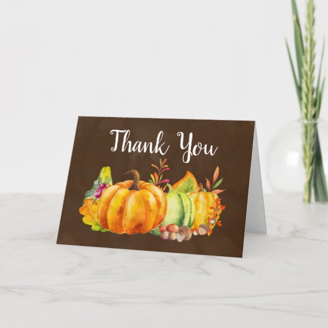 Thank You Pumpkin Leaves and Vegetables Card (Front)