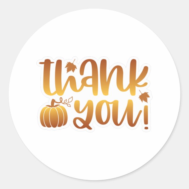 Thank You Pumpkin Leaves Classic Round Sticker (Front)