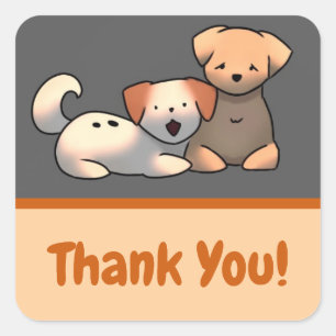 Thank You Puppies Square Sticker