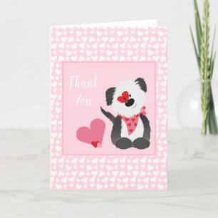 Thank You Puppy Heart Pattern Pink White