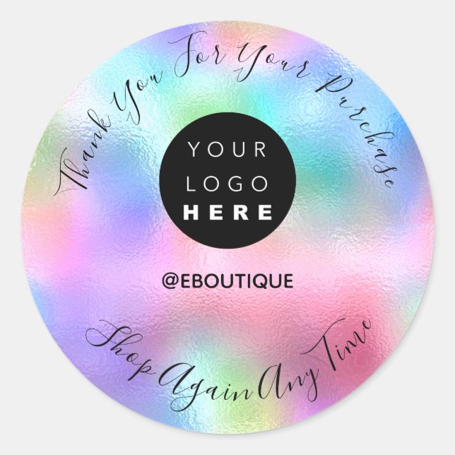 Thank You Purchase Boutique Logo Pink Abstract  Classic Round Sticker (Front)