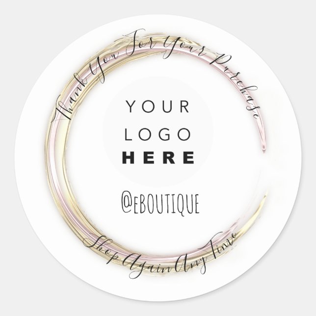 Thank You Purchase Boutique Online Shop Logo Classic Round Sticker (Front)