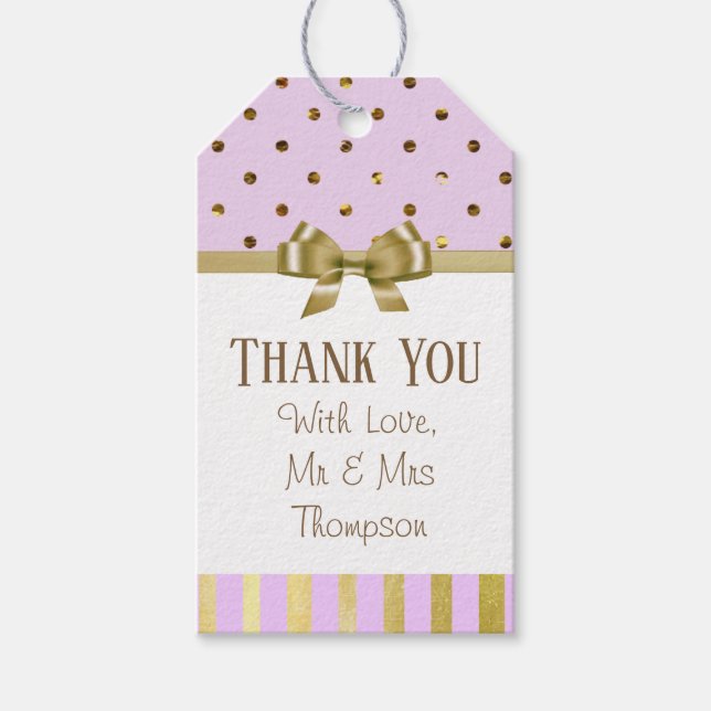Thank You Purple and Gold Wedding Gift Tag (Front)