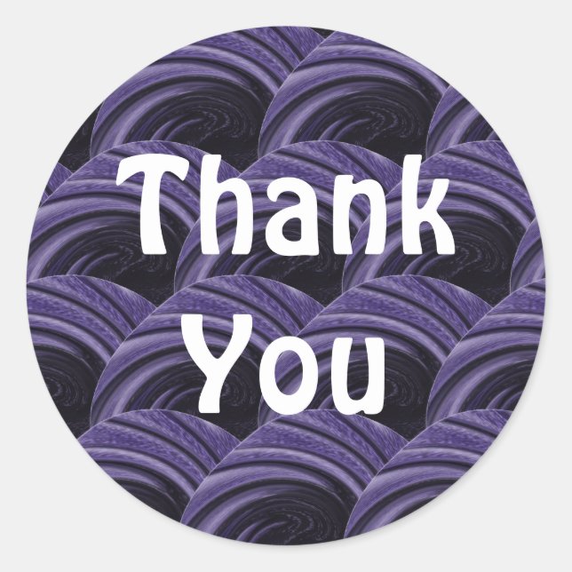 Thank You Purple Black Circle Pattern Appreciation Classic Round Sticker (Front)