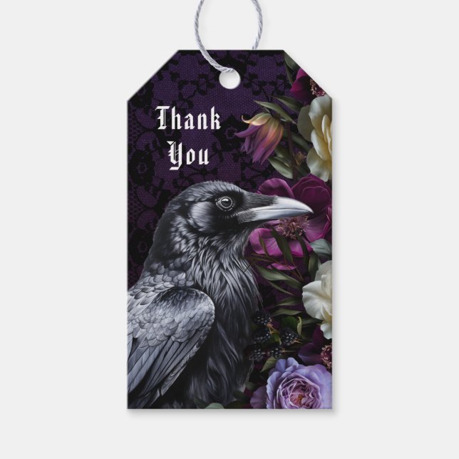 Thank You Purple  Bouquet With Crow Gift Tags (Front)