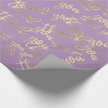 Thank You Purple Gold Wedding Birthday Favour Wrapping Paper<br><div class="desc">A cute form to say thank you in a colourful way
Have a Day Nr1! 
Florence</div>