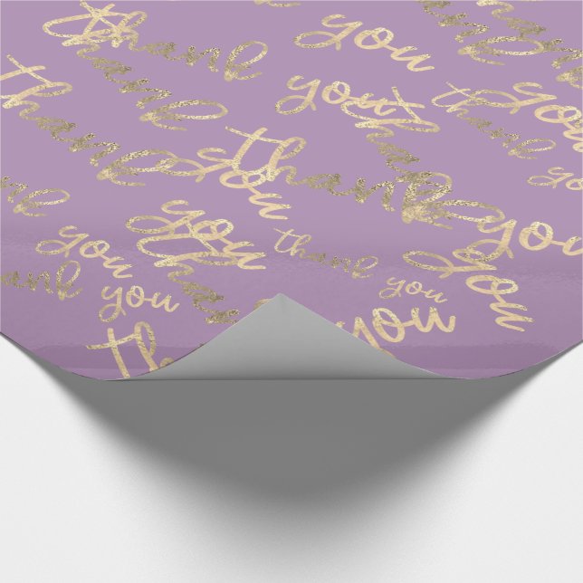 Thank You Purple Gold Wedding Birthday Favour Wrapping Paper (Corner)