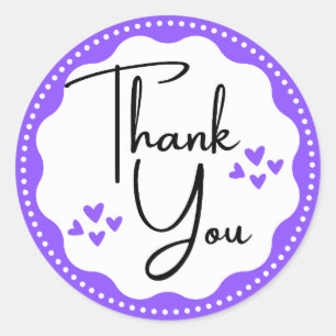 Thank You Purple Hearts Classic Round Sticker
