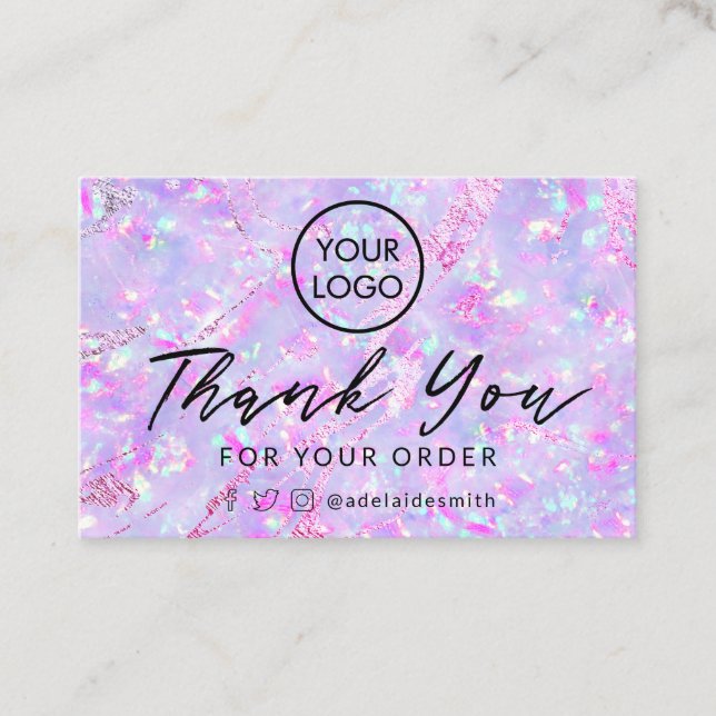 thank you purple opal background business card (Front)