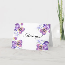Thank you purple pansies floral card