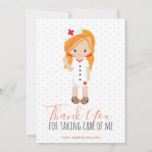 Thank You Purple Script Polka dot Ginger Nurse Card