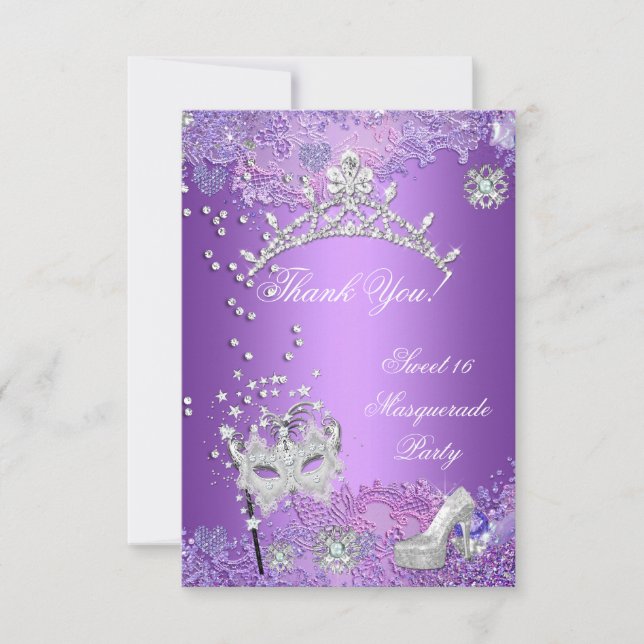 Thank You Purple Sweet  Sixteen 16 Masquerade (Front)
