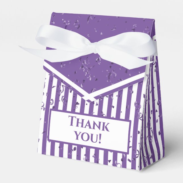Thank You - Purple/White Simple Stripes Pattern Favour Box (Front Side)