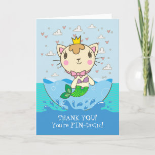 Thank You Purrmaid Mercat Merkitten Splashing Card