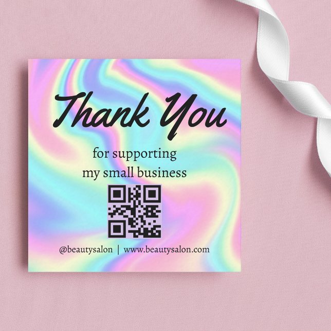 thank you qr code business holographic colourful card (Creator Uploaded)