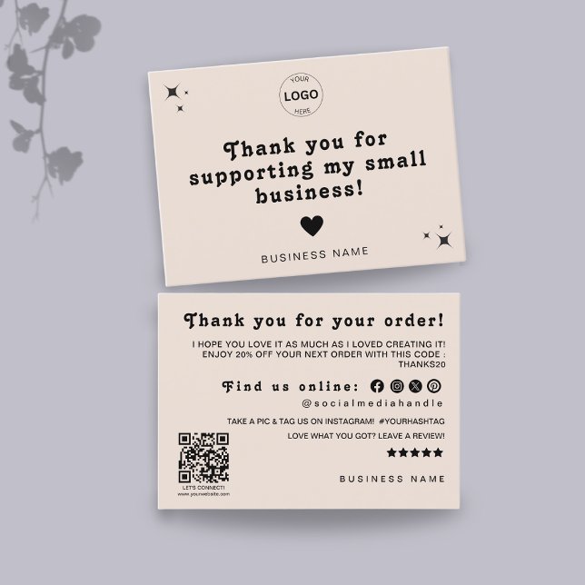 Thank You Qr Code Logo Discount Leave A Review Business Card (Creator Uploaded)