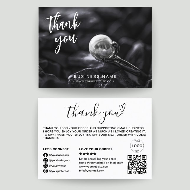 Thank You Qr Code Logo Photo Modern Business Business Card (Creator Uploaded)