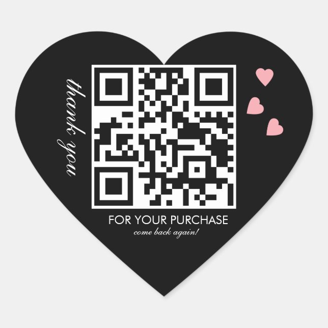  Thank You QR Code Script Pink Floating  Heart Sticker (Front)