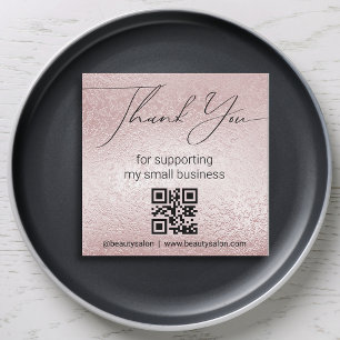 thank you qr code small business minimalist pink card