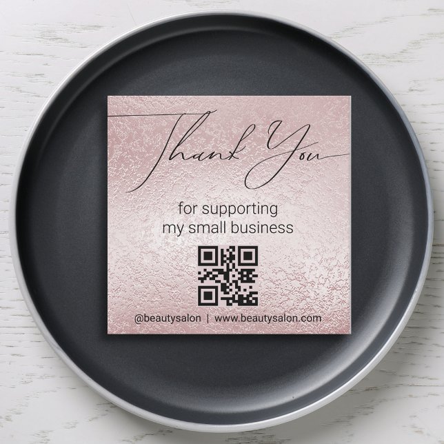 thank you qr code small business minimalist pink  card (Creator Uploaded)