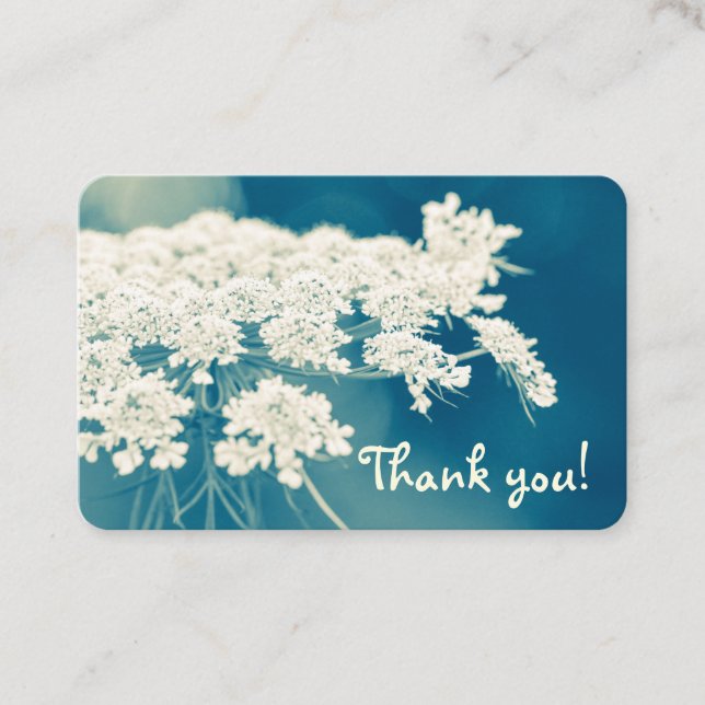 Thank You Queen Anne's Lace Teal Custom Business Card (Front)
