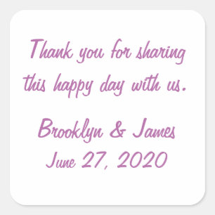 Thank You Radiant Orchid Wedding Stickers