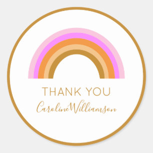 Thank You Rainbow Birthday Party Favour Custom Nam Classic Round Sticker