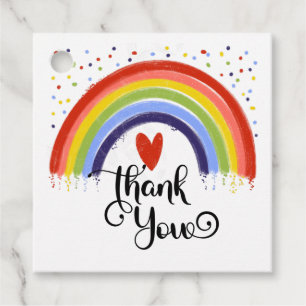 THank you Rainbow square sticker favour tags