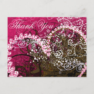 Thank You Rasberry Hearts - - Customised Postcard