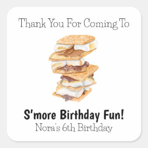 Thank You Realistic S'mores 6th Birthday  Square Sticker