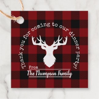 Thank You Red and Black Buffalo Plaid Favour Tags