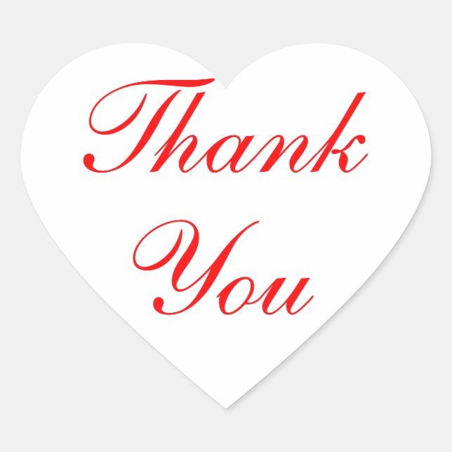 Thank You Red And White Heart Wedding Love Heart Sticker (Front)