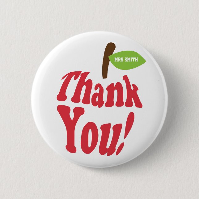 Thank You Red Apple For Teacher Appreciation 6 Cm Round Badge (Front)