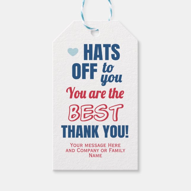 Thank You Red Blue Gift Tags (Front)