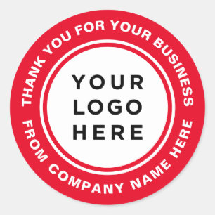 Thank you red borders eyecatching logo classic round sticker