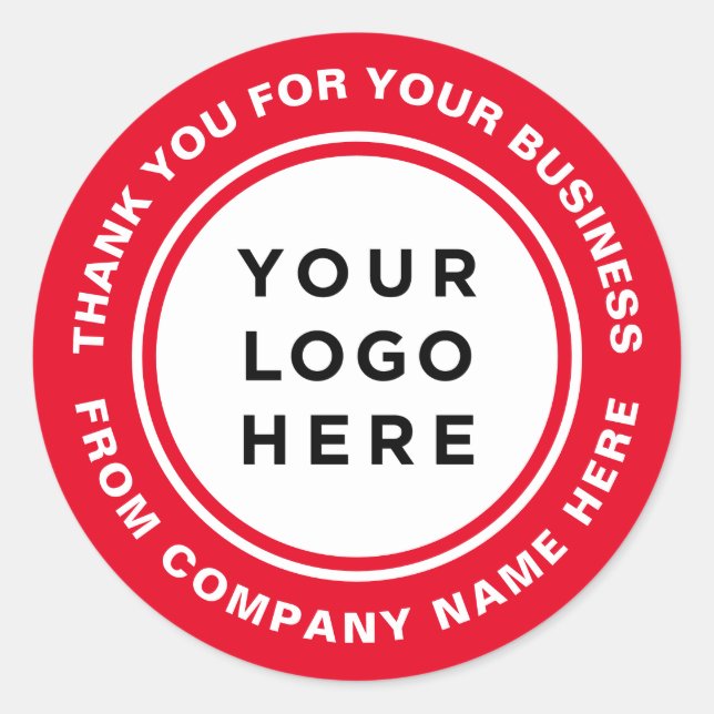 Thank you red borders eyecatching logo classic round sticker (Front)