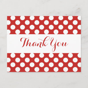 Thank You Red Burgundy & White Polka Dots Postcard