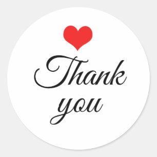 Thank you Red heart Classic Round Sticker