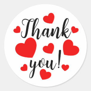 Thank you Red Hearts Classic Round Sticker