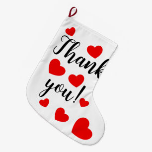 Thank you Red Hearts Large Christmas Stocking