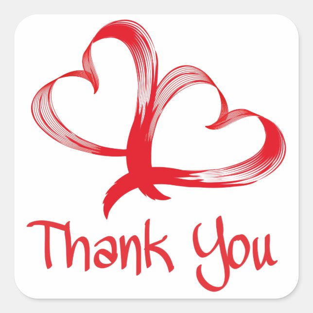 Thank You Red Hearts Love Stickers (Front)