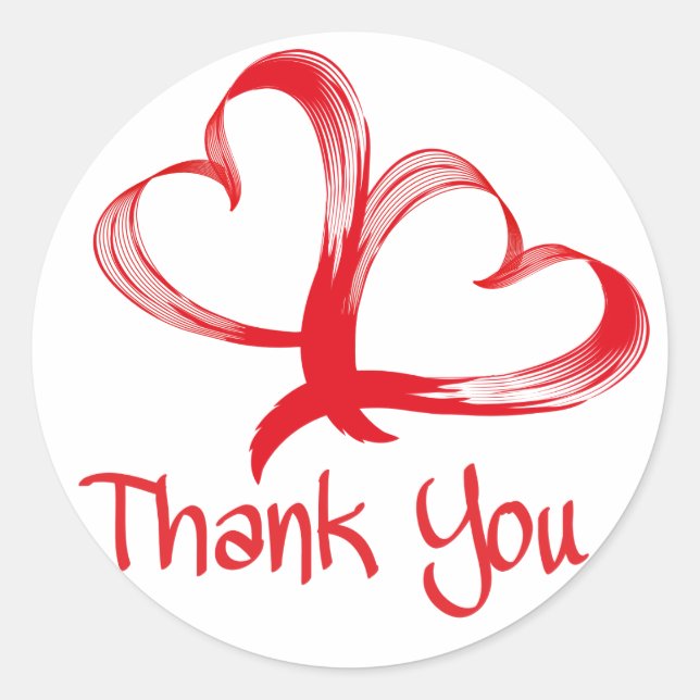 Thank You Red Hearts Love Stickers (Front)